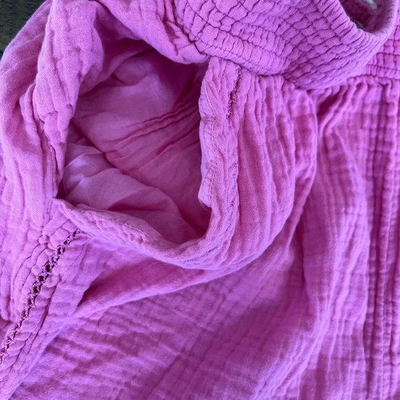 Aerie Pink Wide Leg Split Hem Cotton Pants - Picture 4 of 6